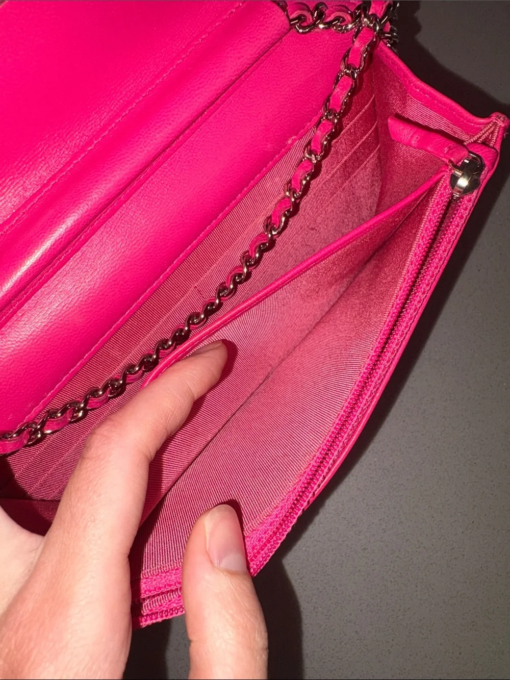 CHANEL Pink Lambskin Classic Quilted Wallet On a Chain - Picture 5 of 15